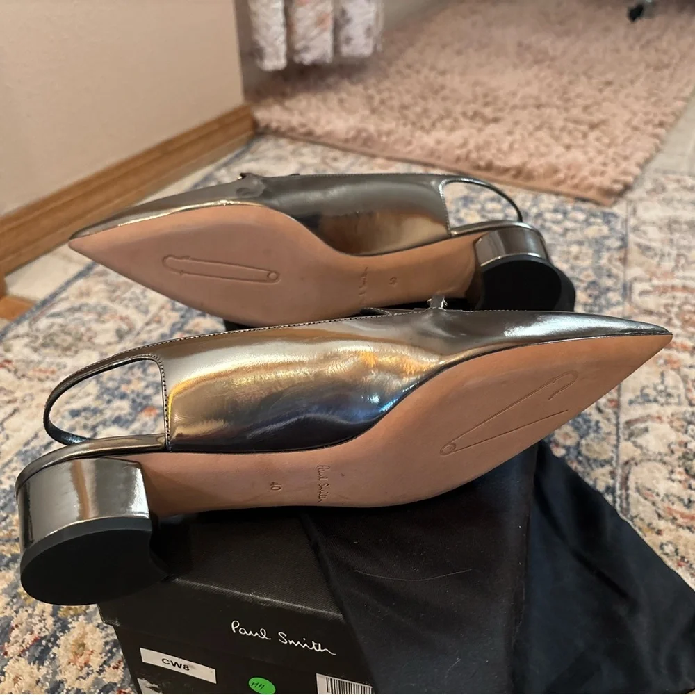Paul Smith Dido Mirrored Leather Slingback Pumps - Picture 5 of 5